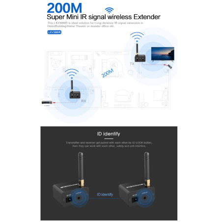 LENKENG LKV388IR Kablosuz IR Uzatıcı 200m | HepsiProjeksiyon
