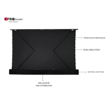 Proscreen PRO 260x180 Yerden Açılan Motorlu Projeksiyon Perdesi