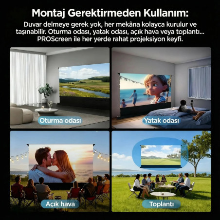 Proscreen PRO 100” 221x124 Motorlu Gergili ALR Projeksiyon Perdesi