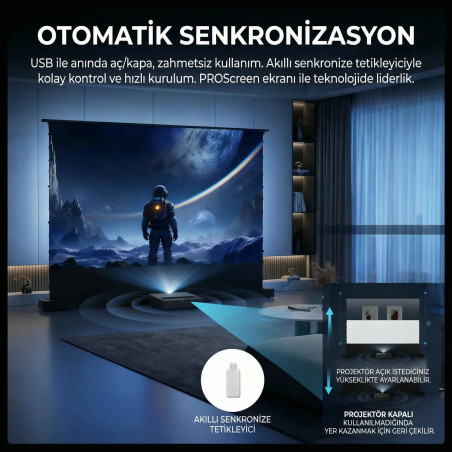 Proscreen PRO 150” 332x187 Motorlu Gergili ALR Projeksiyon Perdesi