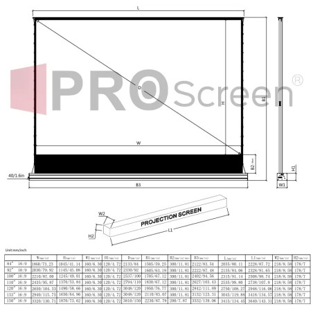 Proscreen PRO 150” 332x187 Motorlu Gergili ALR Projeksiyon Perdesi